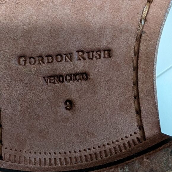 Gordon Rush black cow leather lace up wing tip ankle boot chelsea men's 9 - Picture 3 of 11